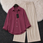 Oversized Shirt & Wide-Leg Co-Ord Set