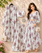 Floral Bloom 3-Piece Shrug & Palazzo Set