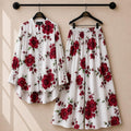 Women's floral shirt and wide-leg palazzo co-ord set in maroon print – SphereOutfit