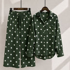 Classic Polka Dot Shirt & Wide-Leg Co-Ord Set