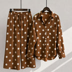 Classic Polka Dot Shirt & Wide-Leg Co-Ord Set