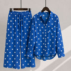 Classic Polka Dot Shirt & Wide-Leg Co-Ord Set