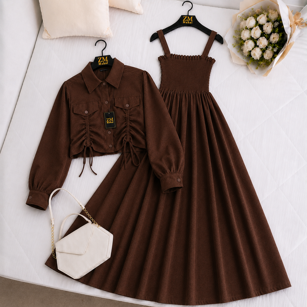 Turkish Ruched Jacket Maxi Set