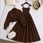 Turkish Ruched Jacket Maxi Set