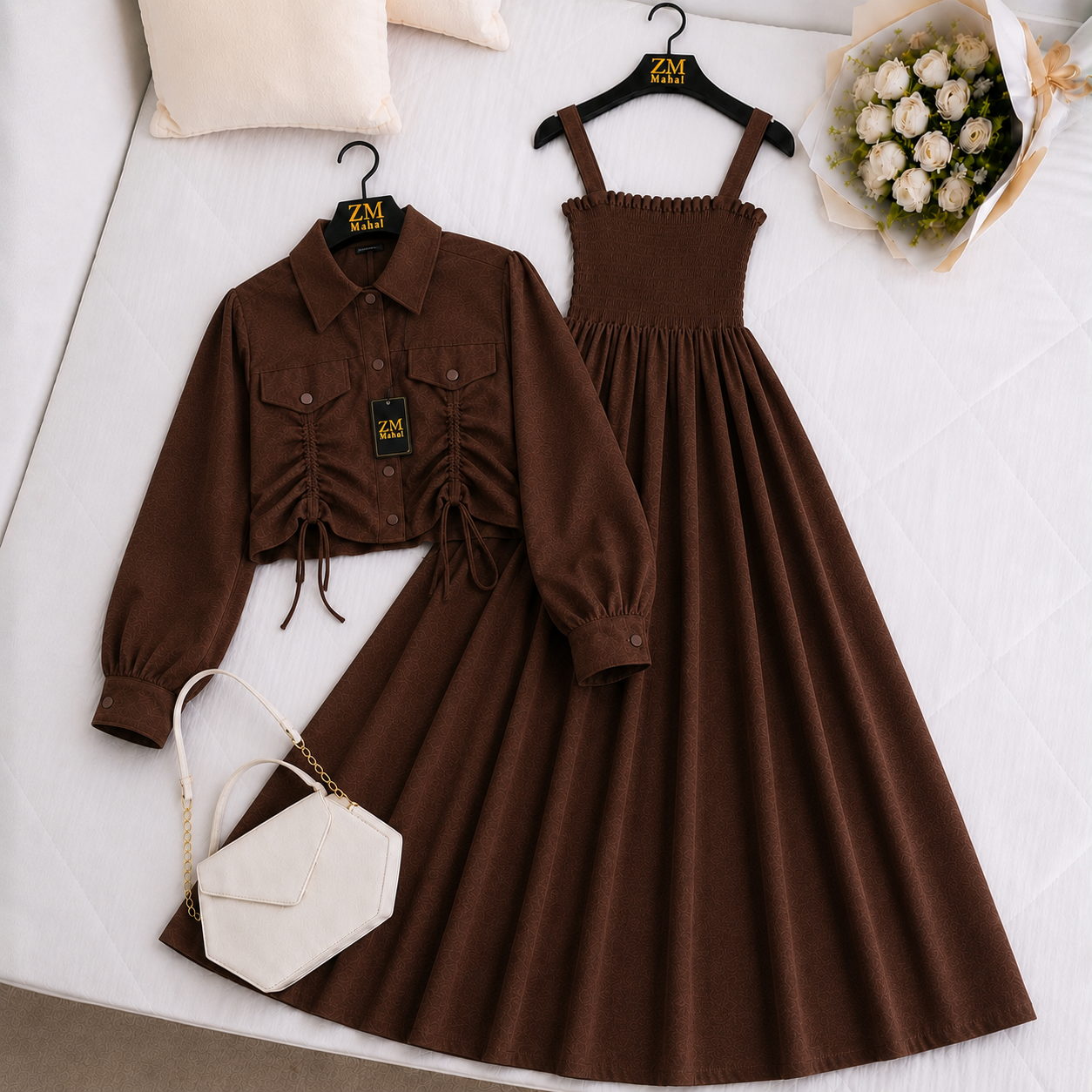 Turkish Ruched Jacket Maxi Set