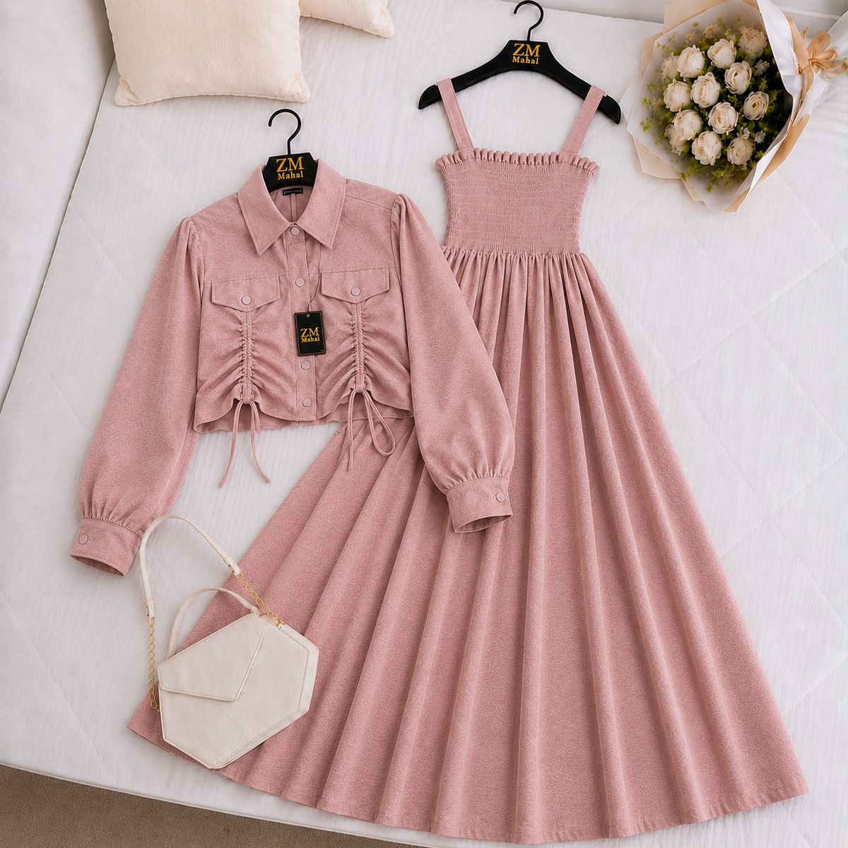 Turkish Ruched Jacket Maxi Set | ZM-003