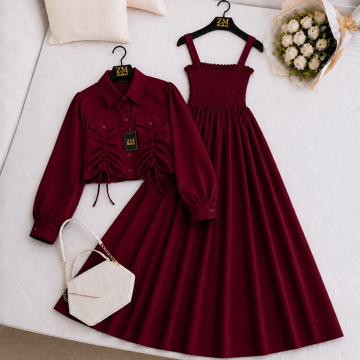 Turkish Ruched Jacket Maxi Set | ZM-003