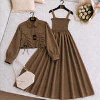 Turkish Ruched Jacket Maxi Set | ZM-003