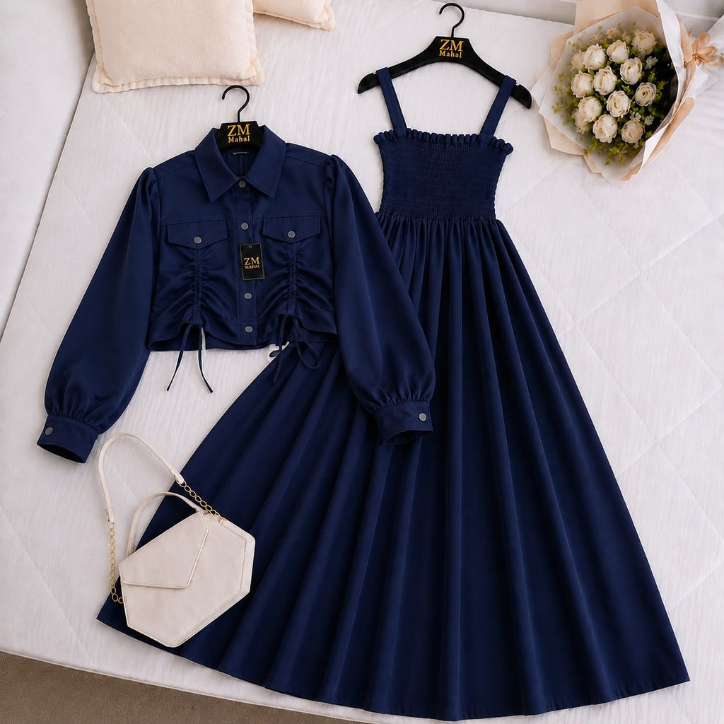 Turkish Ruched Jacket Maxi Set