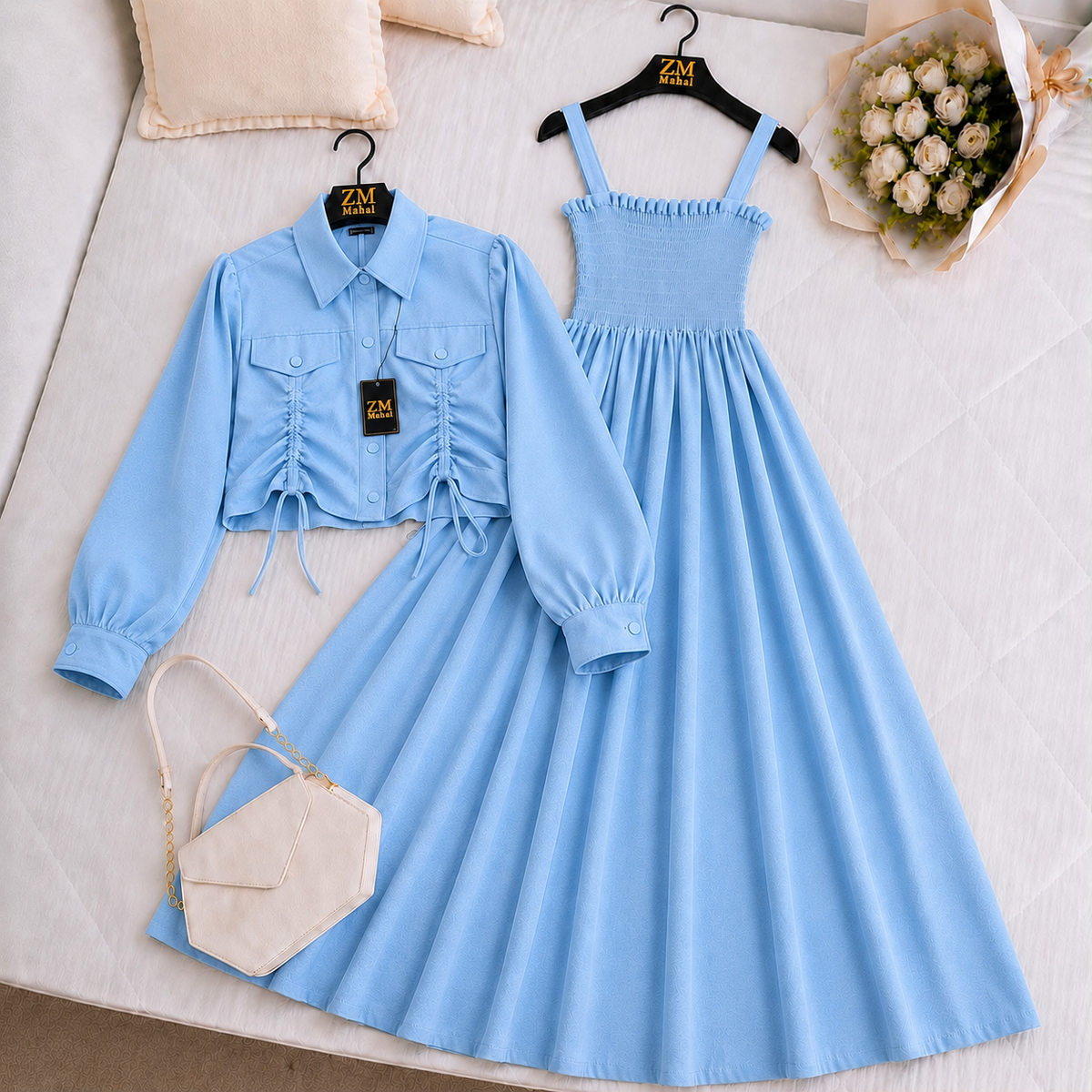 Turkish Ruched Jacket Maxi Set | ZM-003